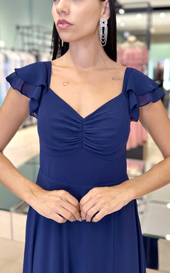 Vestido Longo Elisa Azul Marinho na internet