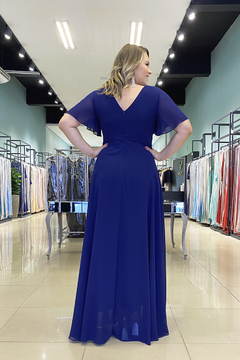 Vestido Longo Peônia Azul Marinho - comprar online