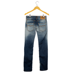 calça jeans slim cintura baixa corte reto ajustada ao corpo