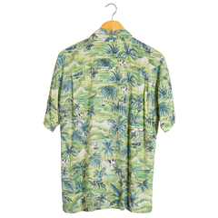 camisa havaiana vintage corte reto manga curta