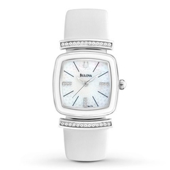 Reloj Bulova Dama 98L174 Cristal Cuero Blanco