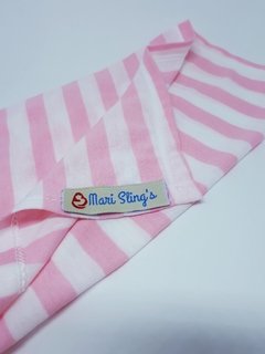 Sling Listrado Rosa/Branco Malha - Mari Slings