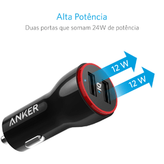 Carregador Veicular Anker PowerDrive 2 Portas USB Preto na internet