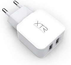 Carregador de Parede Xtrax 2.USB Branco com Cinza
