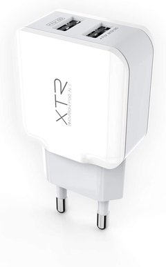 Carregador de Parede Xtrax 2.USB Branco com Cinza - comprar online