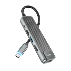 Adaptador Hub USB-C Hoco Multiportas (Hdmi+Usb3.0+Usb2.0+Rj45+Pd)