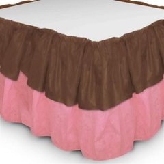 Saia Babado de Mesa Bicolor TNT Marrom e Rosa - comprar online