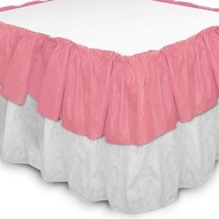 Saia Babado de Mesa Bicolor TNT Rosa e Branco - comprar online