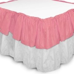 Saia Babado de Mesa Bicolor TNT Rosa e Branco