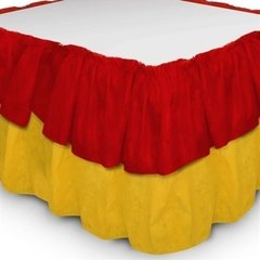 Saia Babado de Mesa Bicolor TNT Vermelho e Amarelo