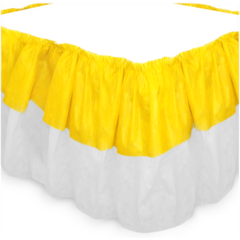 Saia Babado de Mesa Bicolor TNT Amarelo com Branco