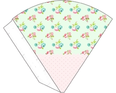 Cone Floral Verde com Rosa c/15 unidades (personalizado fazemos qualquer tema)