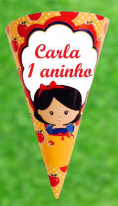 CONE Branca de Neve C/15 UNIDADES (PERSONALIZADO FAZEMOS QUALQUER TEMA)