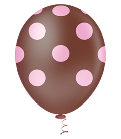Balão de Bolinha 10'' -Marrom com Rosa - 25 unidades