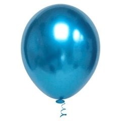 Balão Metálico 9'' 23cm - Azul - 25 unidades