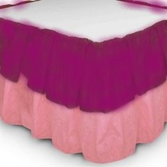 Saia Babado de Mesa Bicolor TNT Pink com Rosa