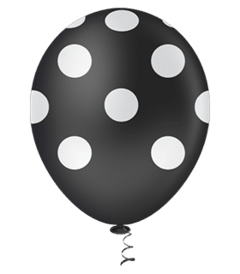 Balão de Bolinha 10'' - Preto com Branco- 25 unidades