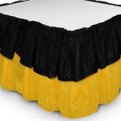 Saia Babado de Mesa Bicolor TNT Preto e Amarelo