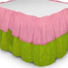 Saia Babado de Mesa Bicolor TNT Rosa e Verde Claro