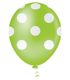 Balão de Bolinha 10''  - Verde Limão com Branco- 25 unidades