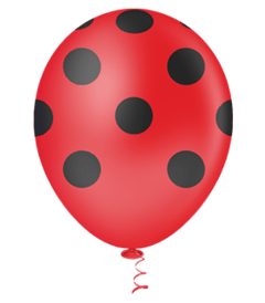 Balão de Bolinha 10''  - Vermelho com Preto- 25 unidades