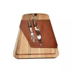 Set Asado Individual Tabla y Cubiertos 22x35cm - comprar online