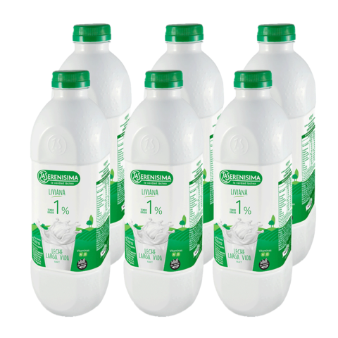 La Serenisima leche larga vida botella 1L Descremada Pack x6