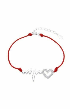 Pulseras Cordón 34218-55360 con Dije de Linea de Vida y Corazon Roja