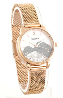 Reloj Tressa Alba-01 Rosè malla de metal tejido para dama