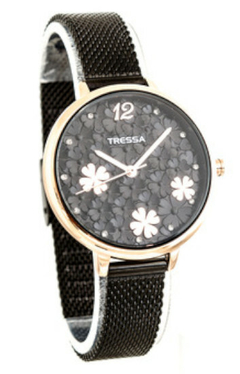 Reloj Tressa Angie-02 Negro para dama malla de metal tejido - comprar online