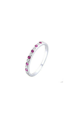 Anillo 34267-55467 Anillo Medio Sin Fin Plateado con Circones Piedras Blancas y Fucsia