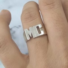 Anillo 2 Letras Rectangular Personalizado AN2-213 En Plata 925 - comprar online