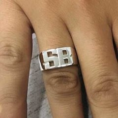 Anillo 2 Letras Rectangular Personalizado AN2-213 En Plata 925