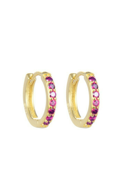 Argollas 2610-27696 con Circones Dorado con Fucsia