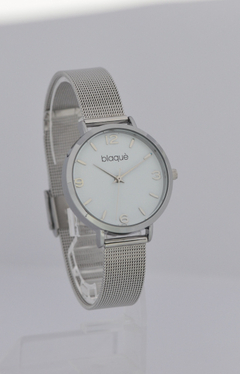 Reloj Blaquè BQ210PB Malla Tejida Metal Plateado Blanco