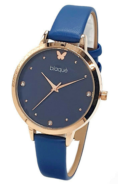 Reloj Blaquè BQ216AR malla de Cuero Azul Borde Rose.