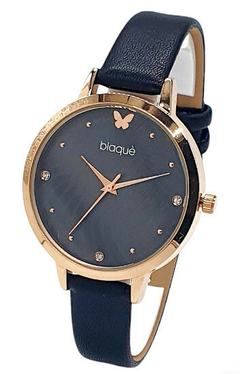 Reloj Blaquè BQ216NR malla de Cuero Negro Borde Rose.