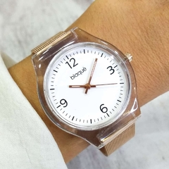 Reloj Blaquè BQ193RB Malla Tejida Rosè Cuadrante Blanco