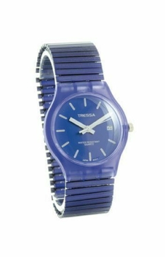 Reloj Tressa Katy Azul TR-005 Para Dama Malla Metal Elastizada