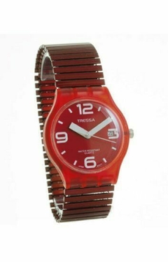 Reloj Tressa Katy Rojo TR-005 Para Dama Malla Metal Elastizada