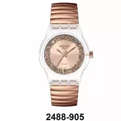 Reloj Knock Out KN2488-905 malla elastizable para dama Rosè con glitter