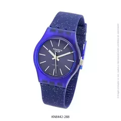 Reloj knock out malla de caucho de Dama KN8442 azul malla glitter indicadores