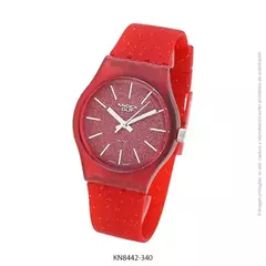 Reloj knock out malla de caucho de Dama KN8442 rojo malla glitter fondo glitter