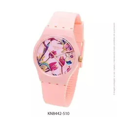 Reloj knock out malla de caucho de Dama KN8442 rosa fondo floreado