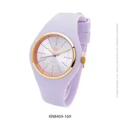 Reloj knock out malla de caucho de Dama KN8469 grande Lila con brillitos