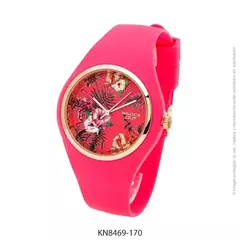 Reloj knock out malla de caucho de Dama KN8469 grande Rojo floreado