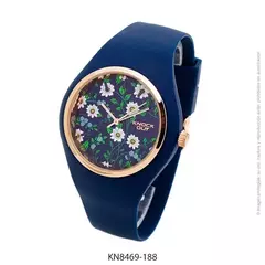 Reloj knock out malla de caucho de Dama KN8469 grande azul floreado