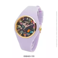 Reloj knock out malla de caucho de Dama KN8469 grande Lila floreado