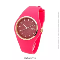 Reloj knock out malla de caucho de Dama KN8469 grande Rojo con glitter