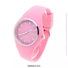 Reloj knock out malla de caucho de Dama KN8469 grande Rosa glitter